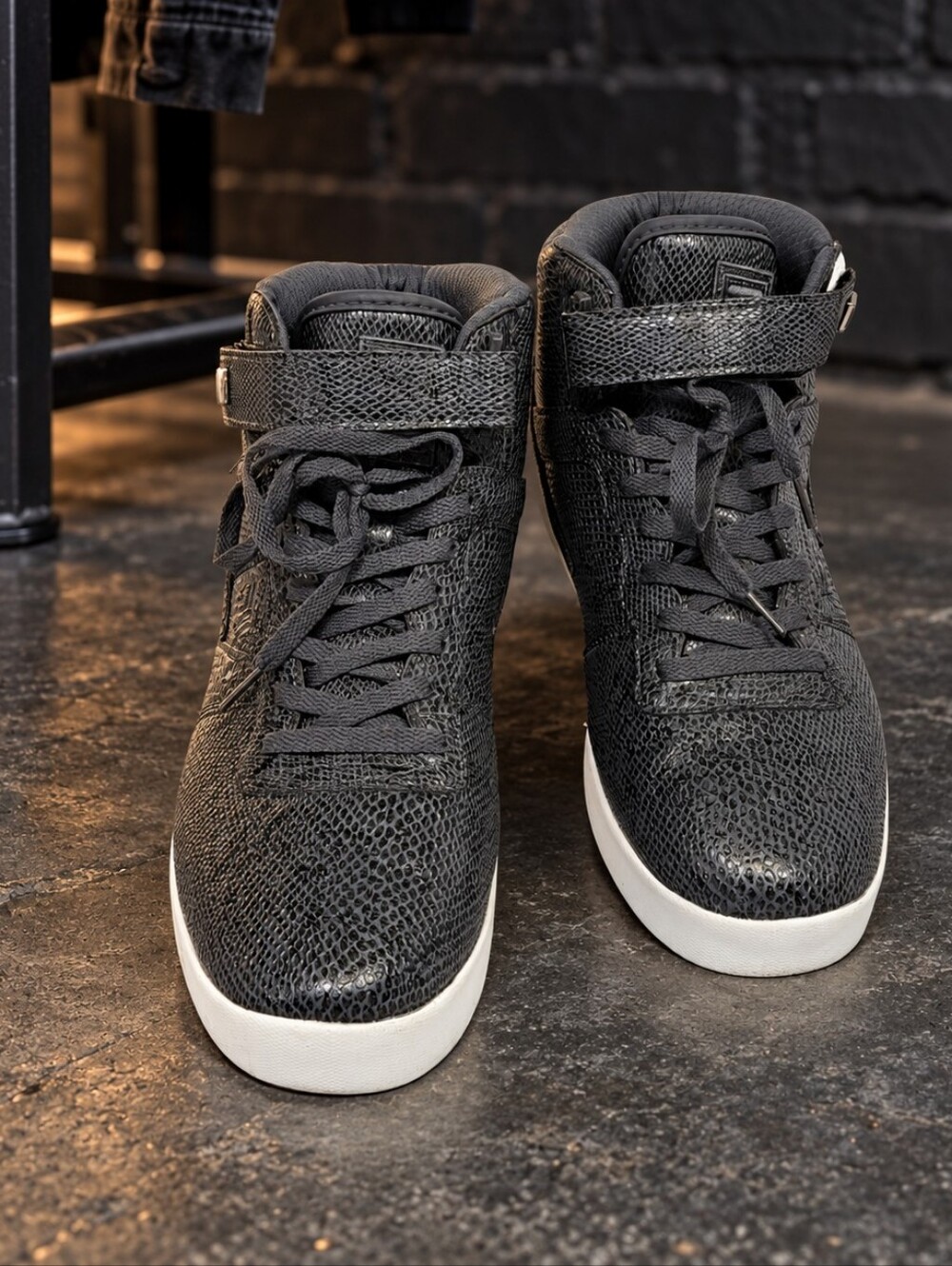 Fila Mamba Black Snakeskin High-Top Sneakers Men’s 11